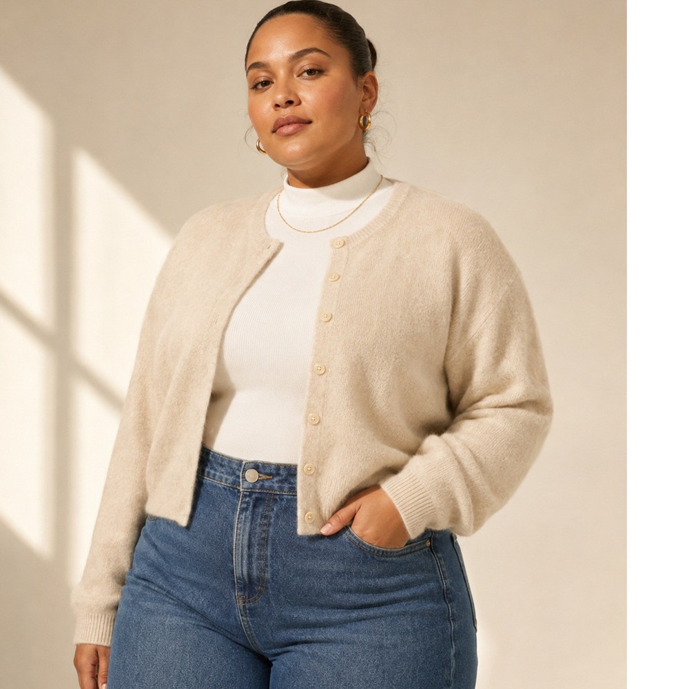 J.Crew Bubble Hem Cardigan Womens XXL Heather Linen Excellent Merino Alpaca Soft